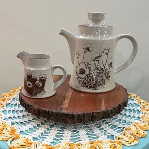 Floral Ceramic Teapot and Creamer Set